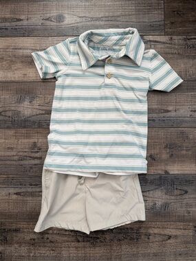 Tommy Bahama Kids Striped Polo Set in Light Blue & Cream